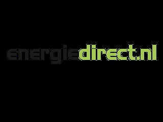 EnergieDirect logo with gray and green text on black background